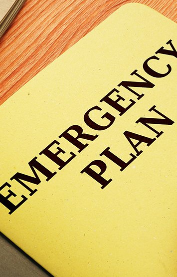 Emergency plan document on table